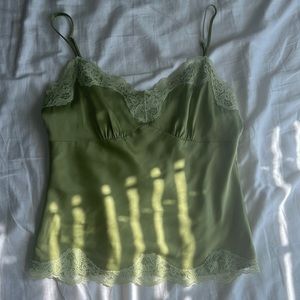 green silk lace y2k tank top